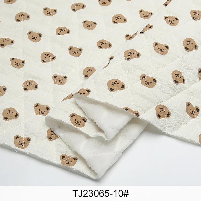 0.5m/2m Thicken Pure Cotton Double-layer Crepe Printed Quilted Cotton Fabric for Sewing Pajamas DIY Children's Clothing Fabrics