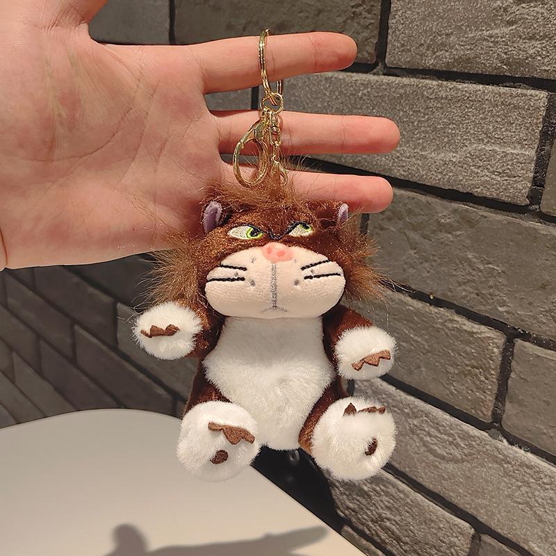 Non-Toxic Funny Lucifer Cat Keychain Plush Pendant Creative Cross-Eyed Kitten Bag Pendant Doll Small Doll 12Cm