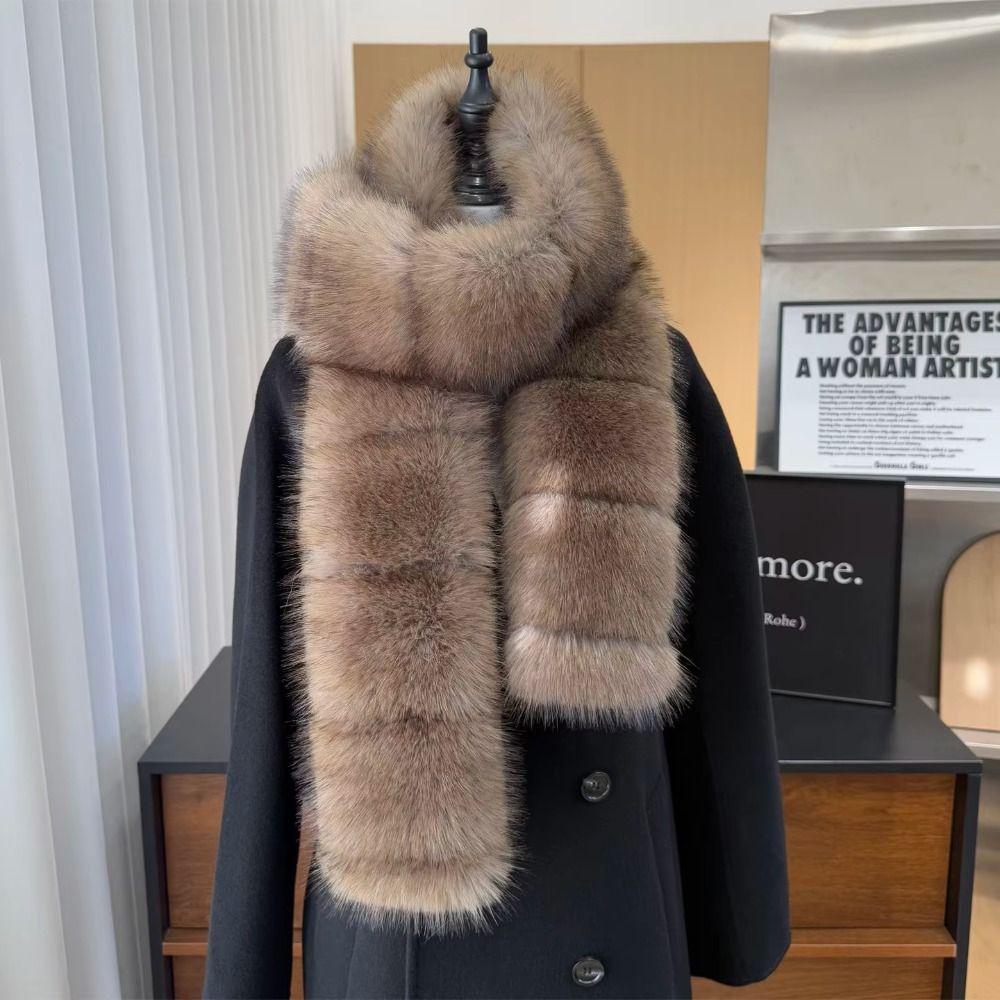 Imitation Mink Fur Long Faux Fur Scarf Thick Shawl Wrap Fleece Neck Gaiter Fluffy Scarf Winter