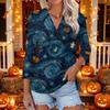Women's Casual Halloween Themed Print V-Neck Three-Quarter Sleeve Top