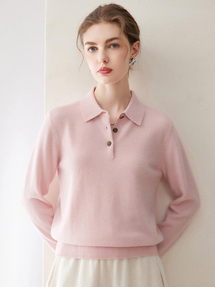 Kang Sai Ni Pure Cashmere Women's Polo Neck Pullover - 2026 Autumn/Winter Commuter Base Layer