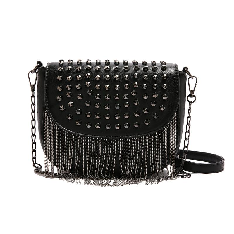 bags women's bag 2025 new korean version fashion tassel shoulder bag personality rivet trend versatile crossbody saddle bag