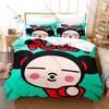 Kawaii Pucca Character Print Duvet Cover + 2 Pillowcases, Cozy Microfiber Bedding Set Perfect as Surprise Gift Anime Enthusiasts