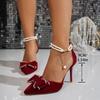 Fashion 2025 New Spring Autumn Pointed Toe Bow Single Shoe Delicate Sexy Gown For Special Occasion