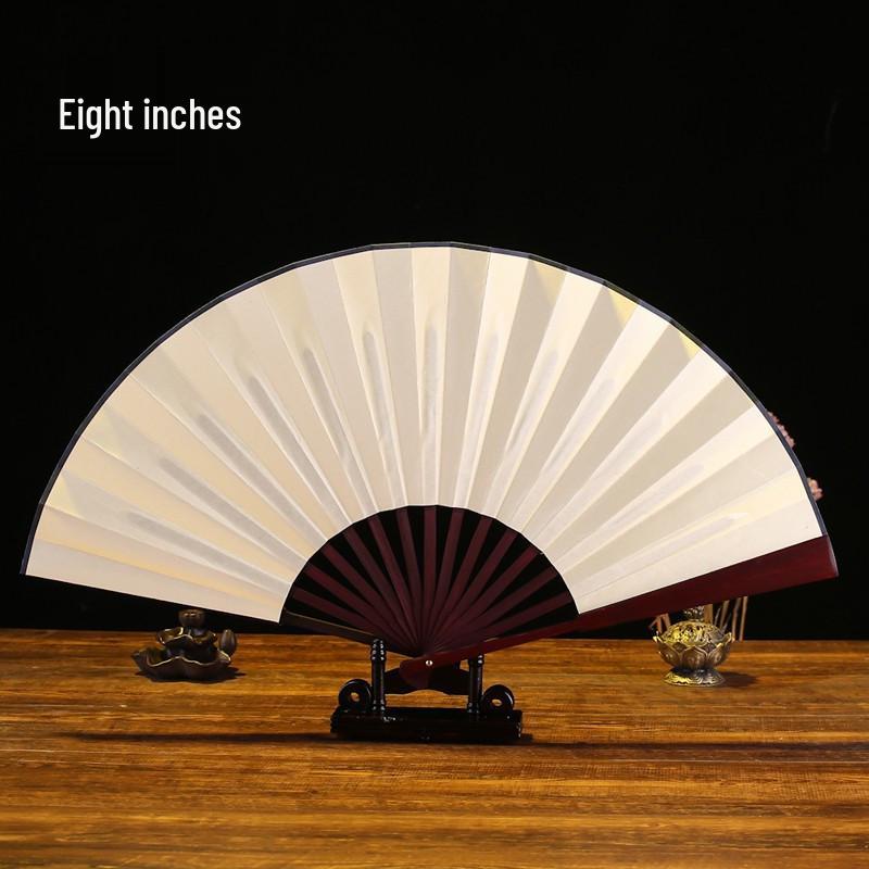 Men's Ancient Style Hanfu Bamboo Folding Fan - Silk Xuan Paper Summer Fan