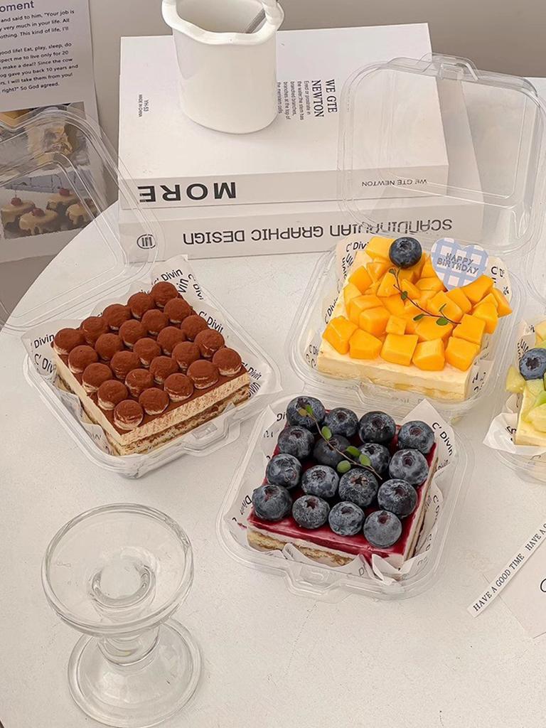 Transparent Tiramisu Packaging Box Cake Dishes Mousse Cutting Sweet Dessert Baking Western Pastries Separation Packing Box