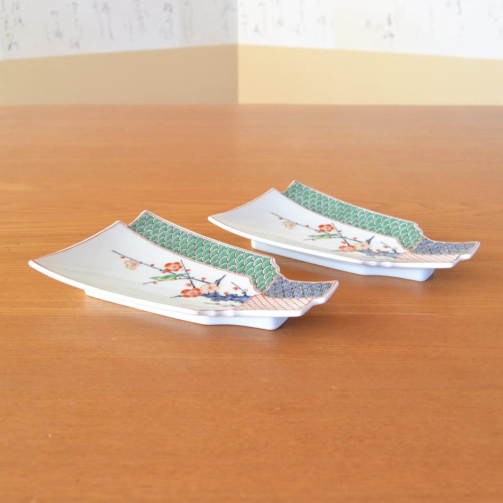 New Year Japanese Small Lucky Arita Celebratory Set of Pair Tableware, Tableware, Plates, Charms, Ware, Hagoita, Plates, 2,