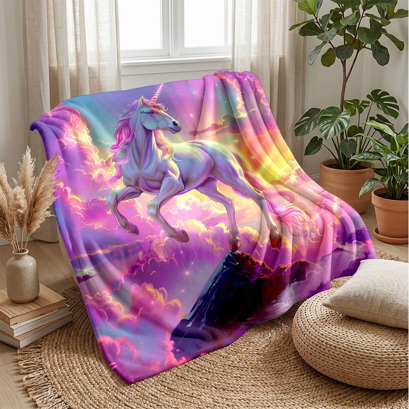 Unicorn in Rainbow Dress Theme blanket Lightweight Warm Flannel Blanket Decorative Throw Blanket for Home Decoration
