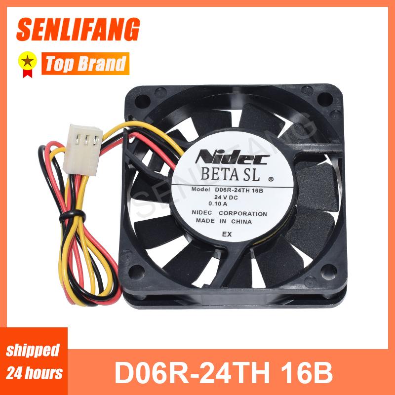 For Nidec Cooler D06R-24TH 16B 6CM 6015 DC24V 0.10A 3-Pin Motor Protection Fan