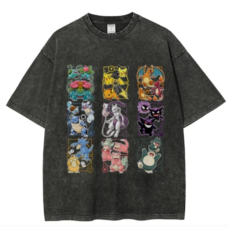 Pok é mon Character Printed Men s Summer Trendy Casual Wear Street Style Anime Printed Cotton T-shirt XXXL