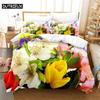 Beautiful Flowers Comfortable Duvet Quilt Cover Pillowcase Bedding Set Children Bedroom Decoration Home Textile
