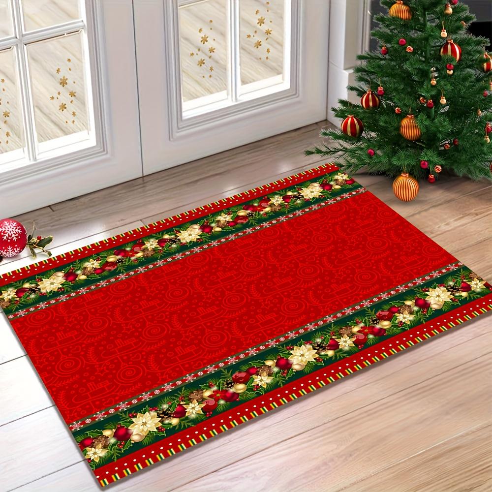 Three Gnomes Mug Gift Snowflake Print Non Slip Entry Mat Winter Xmas Snow Scene Indoor Front Door Decor Rug