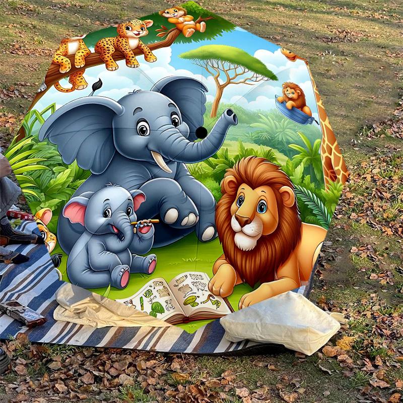 1PC Jungle Animals Umbrella-8-Rib Reinforced Portable Folding Travel Suitable for All Seasons Outdoor Daily Use-J367