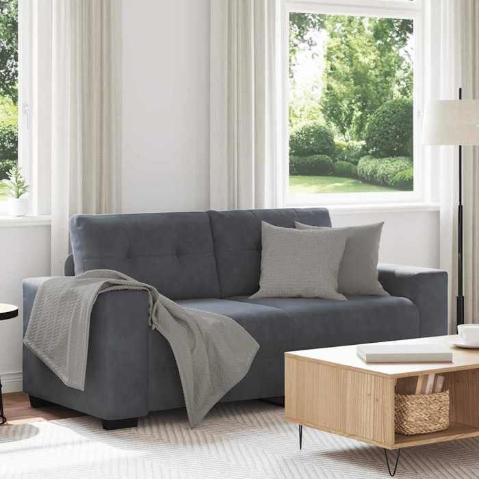 VidaXL Loveseat Sofa Dark Grey 140 Cm Velvet, Two-seater Sofa, Divan, Living Room Seat, Sofa, Upholstered Sofa, 4105123