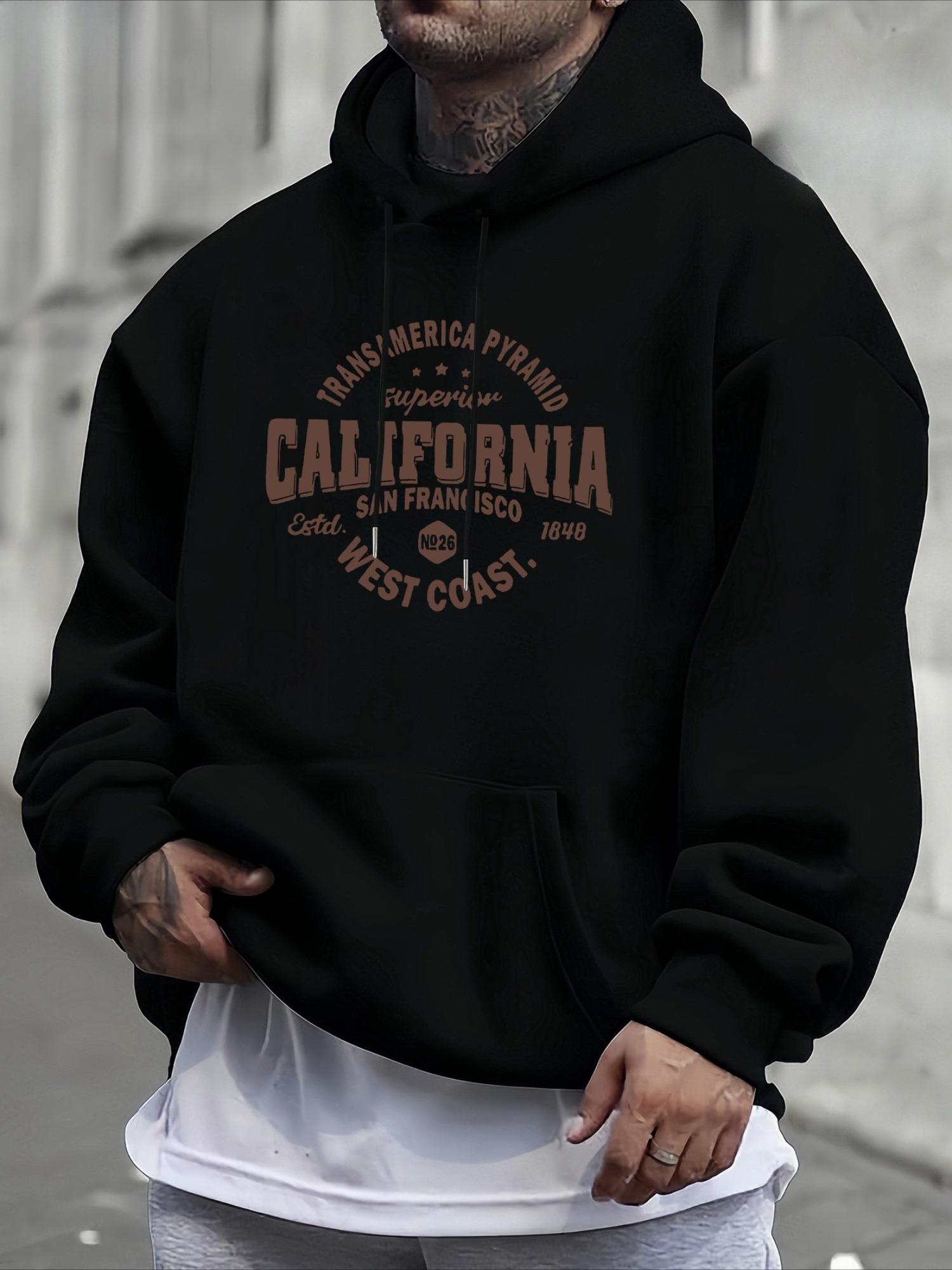 

Men s California Pattern Pullover Sweatshirt, A Comfortable All-season Daily Travel and Casual Clothing 3XL