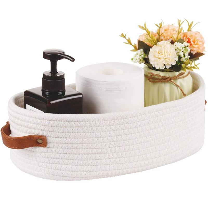 Cotton Rope Woven Storage Basket Desktop Organizer Household Cosmetic Snack Storage Box