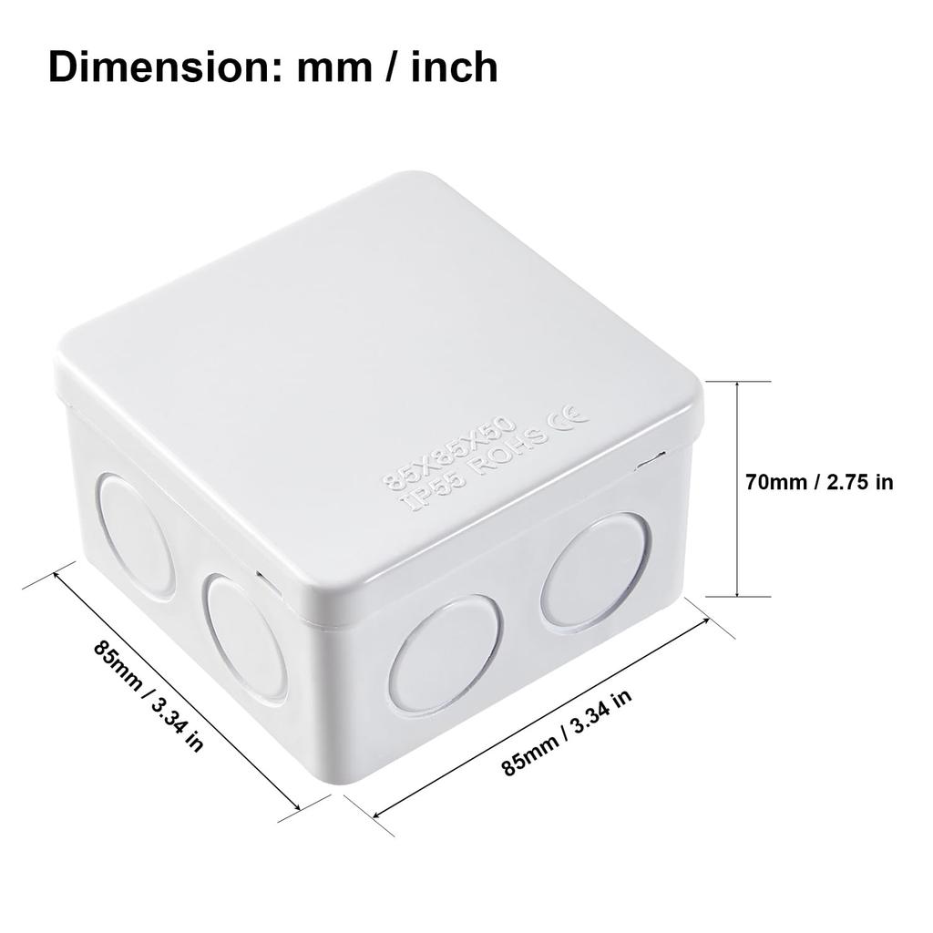 Waterproof/Bugproof IP55 Universal Reserved Holes Electrical Junction Box, ABS Plastic Indoor/Outdoor Electrical Project Enclosure, White, 1