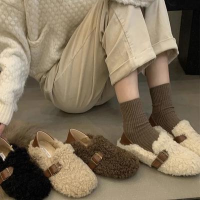 Fashion New Women Lamb Wool Loafers Flats Shoes Fashion Shallow Slip On Ladies Elegant Flats Autumn Women's Shoes