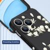 Shockproof Flower Print Phone Case For iPhone 16 Pro Max 15 Plus 14 13 Pro 12 Mini 11 Silicone Lanyard TPU Hard Slim Shell