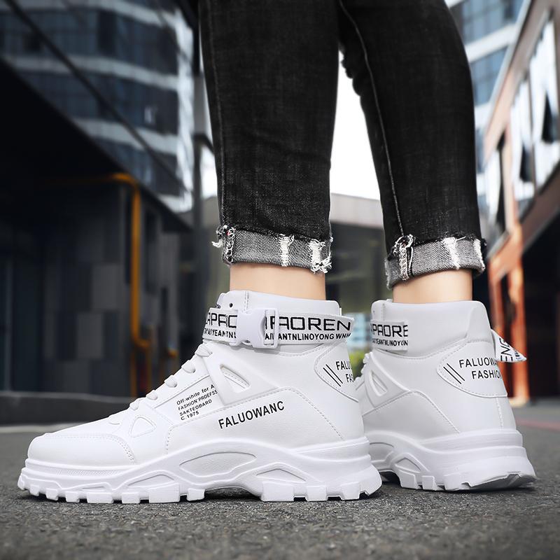 Autumn New Sports Running Canvas Heightening High-top White Martin Boots