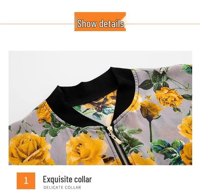 Women's Fashionable Printed Thin Baseball Jacket - Spring/Summer Sun Protection, Plus Size, for Middle-Aged Mothers