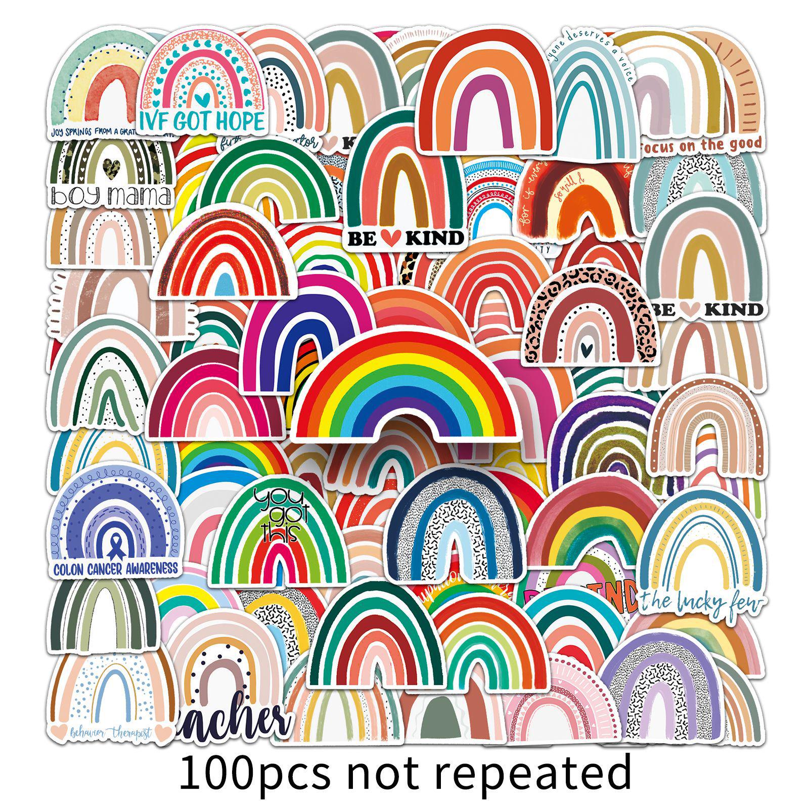 100 Rainbow Bridge INS Style Waterproof Resin Stickers for Journals