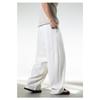 Mens Loose Straight Long Contrast Color Button Front Casual Pants