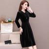 Autumn and winter large size catty golden velvet dress female mother dress loose and thin retro temperament A word bottom skirt
