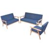Sofa Set - vidaXL - 3 Pcs - Polyester Fabric - Blue - 2/3 Seats