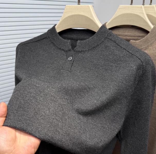 Henry-Kragen Herren Freizeit Strickpullover - Herbst/Winter, Teenager Lockerer Schnitt, Uni
