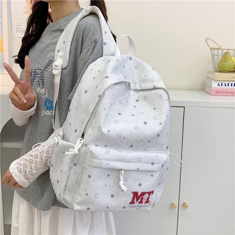 Schoolbag Korean Version Ins Star School Bag Women's High Value Large Capacity Backpack Junior High School College Student Commuter Versatile Backpack
