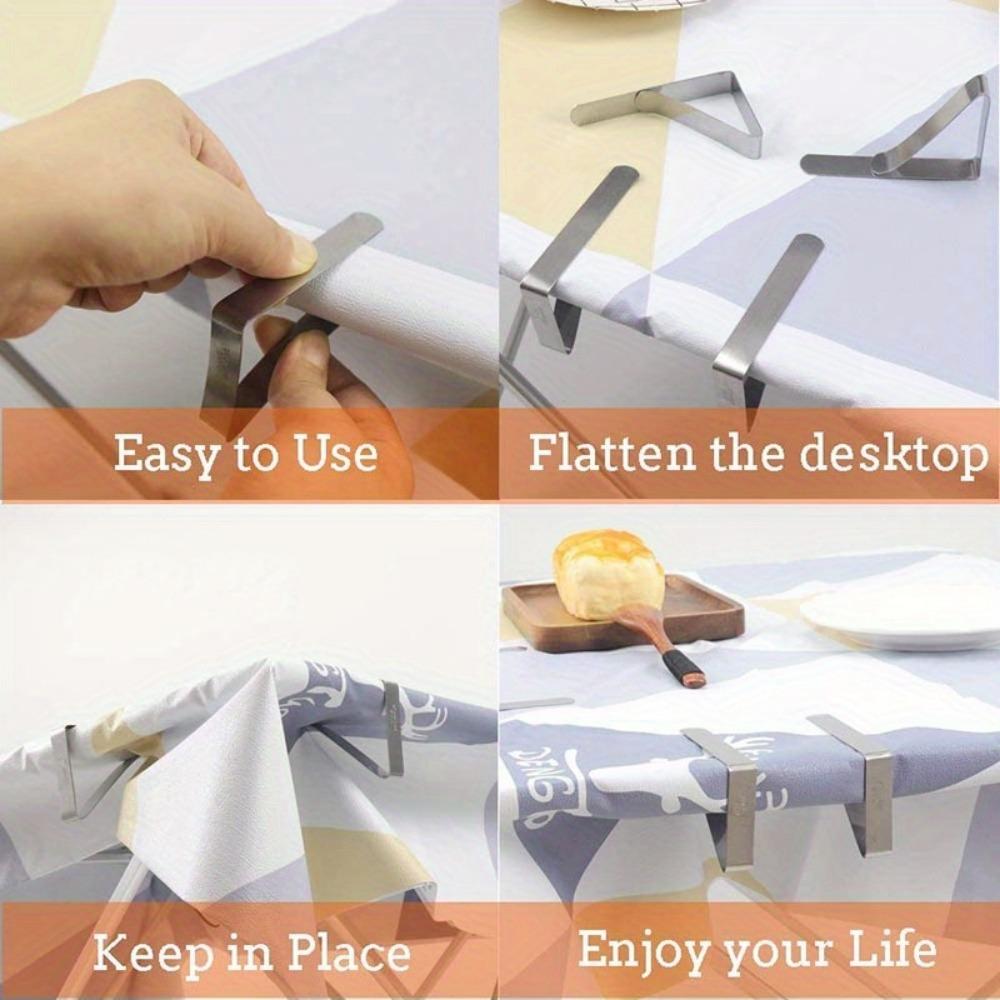 6 st Bordsduksklämmor i Rostfritt Stål Bröllop Promenad Bordduk Hållare Klämma Promenad/Rund Skiva Stabila Klämmor Förnödenheter
