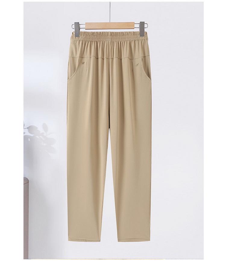 Letní elastické ležérní kalhoty s vysokým pasem pro ženy středního věku