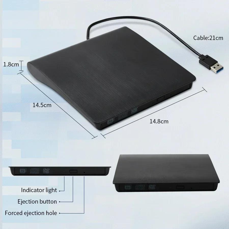 External DVD RW CD Writer USB 3.0 DVD Recorder Portable Slim Optical Drive Burner Reader Player Tray Type Portable For PC Laptop
