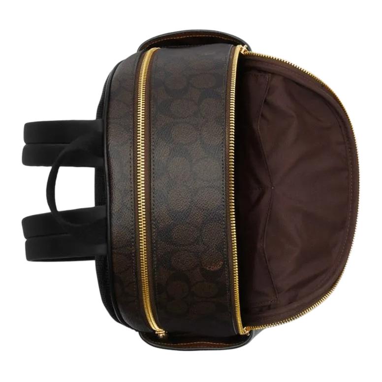 Coach Mochila de Cuero con Cierre de Cremallera y Monograma Double C, Pista 27, Grande para Mujer, Color Nogal Negro, CZ176-IMXAQ