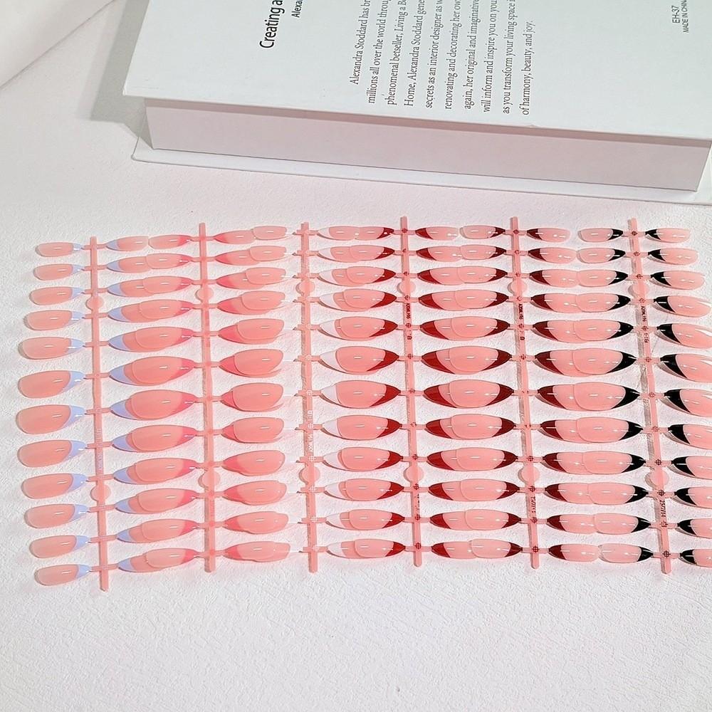 144 Pieces Pack 6 Colors Set Fake Nails Full Cover French Tip Nails New False Nail Tips  for Women