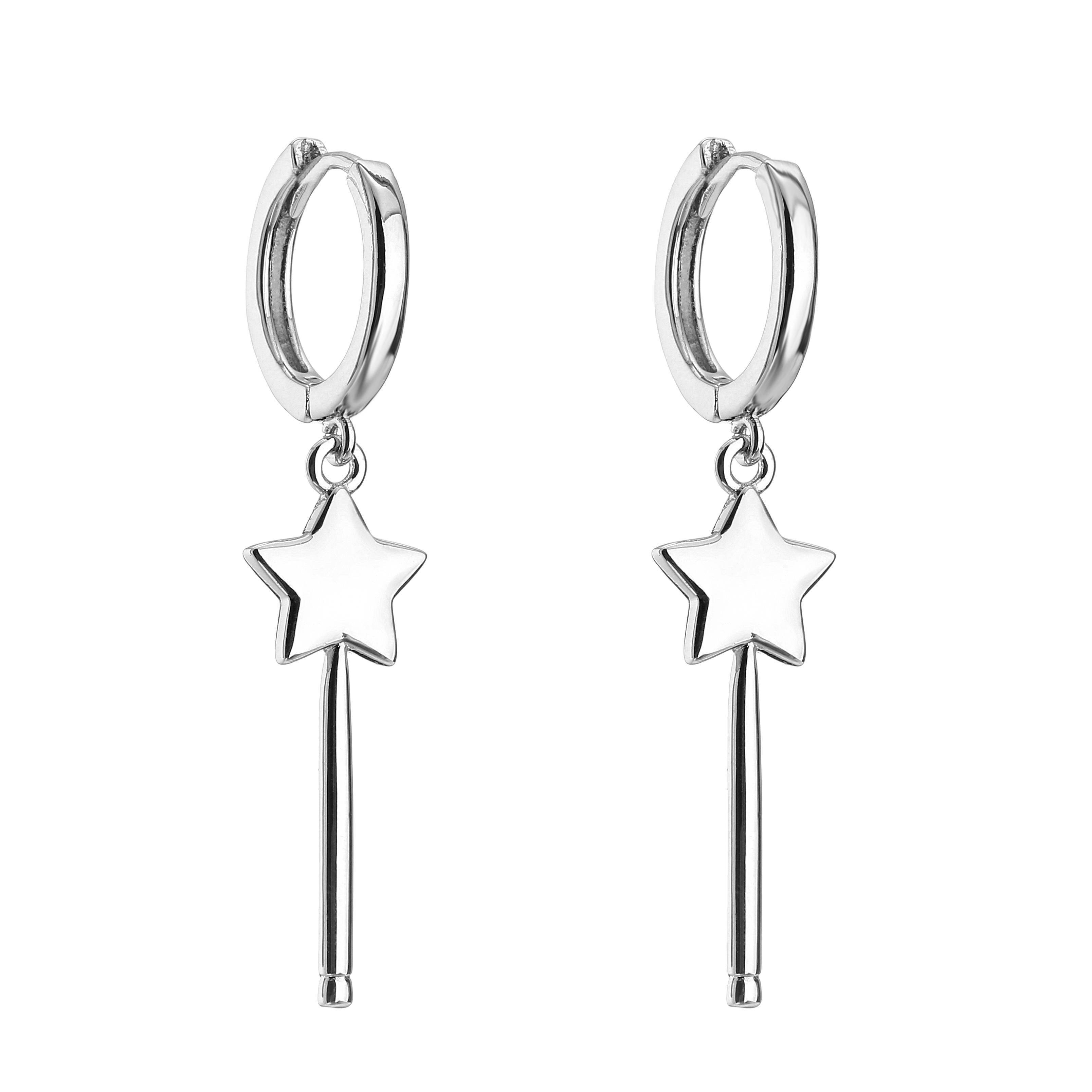 

HECHENG,1 pair,Small hoop earrings,CZ Moon Star flower Shape Charm Earrings,18k Gold Plated Zircon for Women Ladies