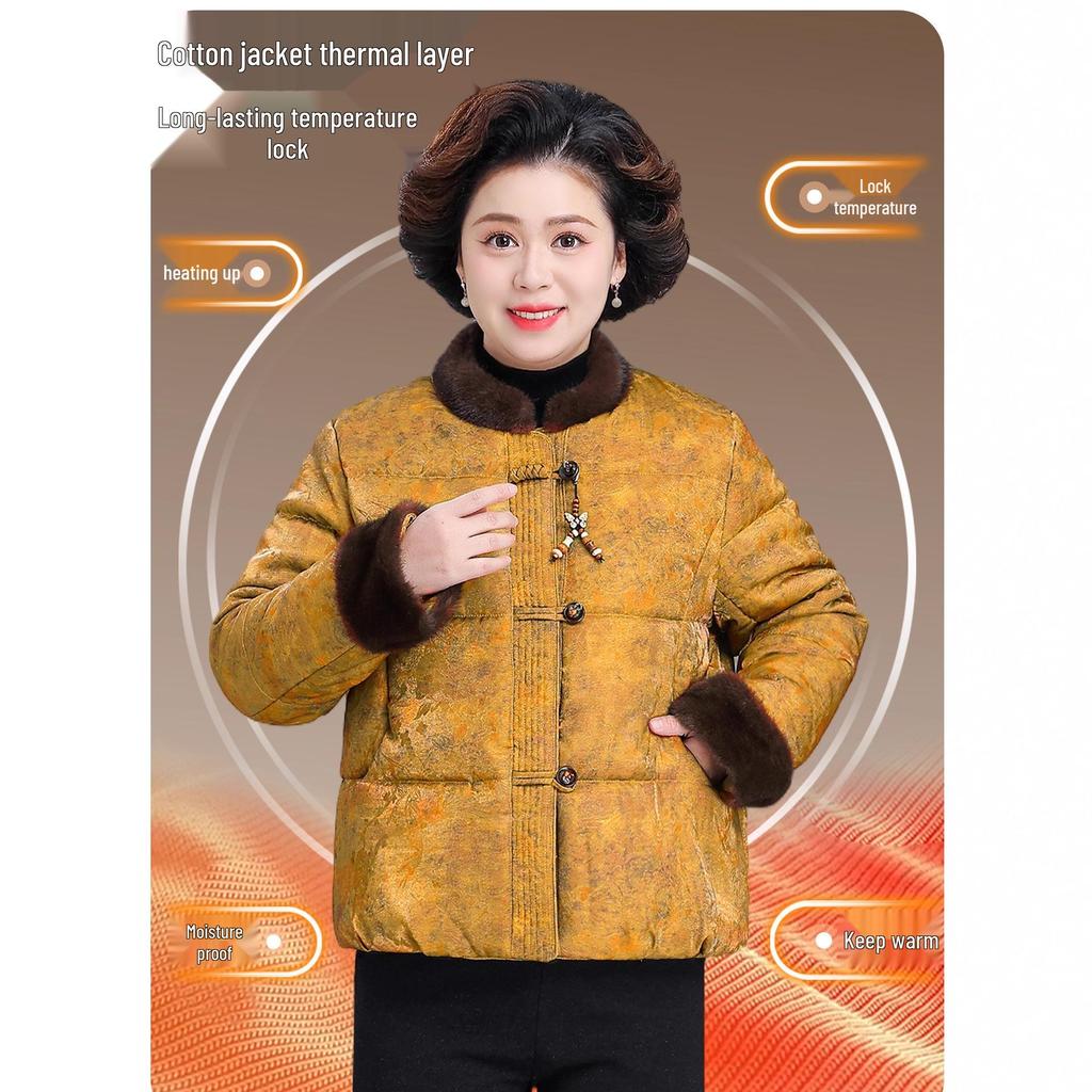 2025 Stylish Winter Cotton Jacket for Middle-Aged and Elderly Women - New Chinese Style, Fashionable and Warm.