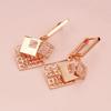 Exquisite Russian Purple Gold Luxury Square Sequin Ear Buckle Shiny Simple Rose Gold Plated White Rhombus Earrings