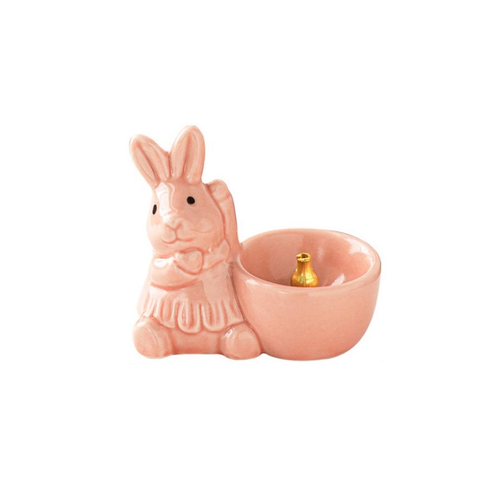 

Charming Little Rabbit Incense Stove Unique Ceramic Aromatherapy Tray Rabbit Incense Holder Gift Style 5