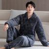 Pajamas Men's Winter 1011 New Three-layer Thickened Fleece Padded Cotton Autumn and Winter Middle-aged Dad Large Size Winter Loungewear