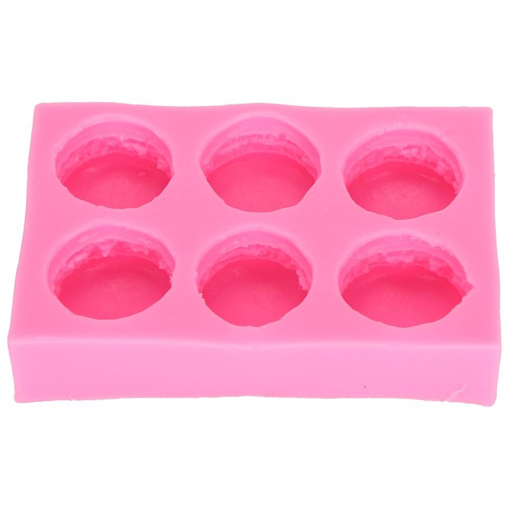 Baking Mould 3D Macaron Mould Silicone Reusable Silicone Mould 6-Cavity 3D Baking Mould Home Decorations