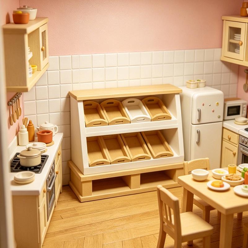 1 Stück Mini-Brotregal Schrankaufbewahrungsregal Modell 1:12 Puppenhaus Miniatur Vitrine Kuchenschrank Küchenmöbel Dekoration