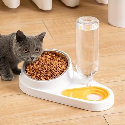Pet Feeder 2'si 1 Arada Köpek Kedi Mama Kabı ve Su Sebili Ayrılabilir Eğimli Kedi Mama Kabı Yerçekimi Su Şişesi İç Mekan Kedileri İçin