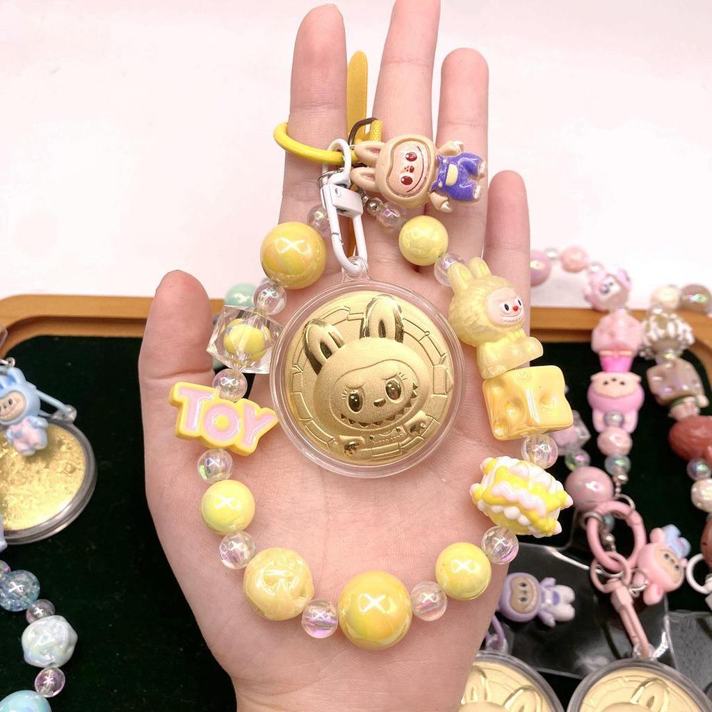 Golden 999 Pure Gold Mobile Phone Pendant Keychain Cartoon Plush Bag Charm