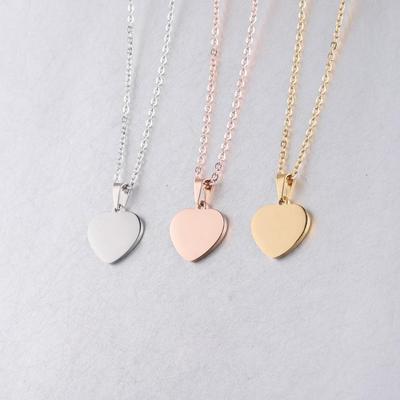 European & American Style Engravable Heart Necklace - Mirror-Finished Stainless Steel