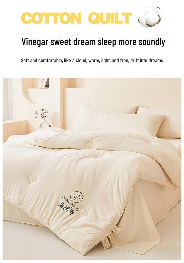 Premium Xinjiang Cotton Quilt: Thickened, All-Season Warmth for Double Bed.