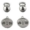 Argento Esercizi di Forza Palestra Sport Charms Bilanciere Manubrio Kettlebell Piatto Ponderato Sollevamento Pesi Bodybuilding Fitness Charms