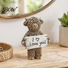 Gifts for Animal Lovers Highland Cow Desktop Ornament, Heartwarming Figurine, Resin Cute Desk Accessories Statue with Confession Sign Home
