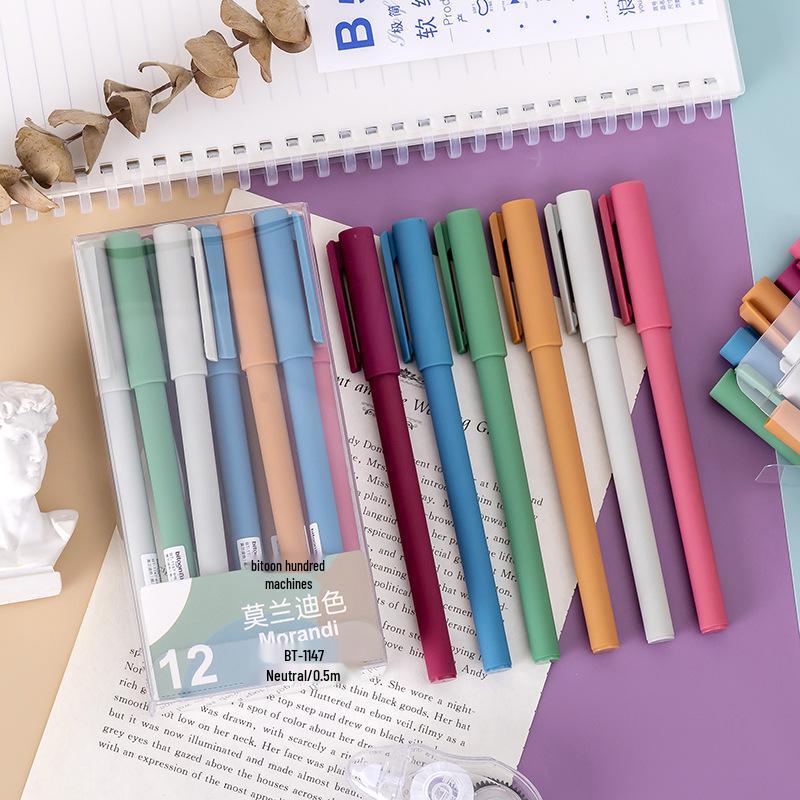 

Baitong Macaron Neutral Pen, 0.5mm Needle Tip, Morandi Retro Colors, Pull-off Cap, Office Signature Water Pen 0.5mm